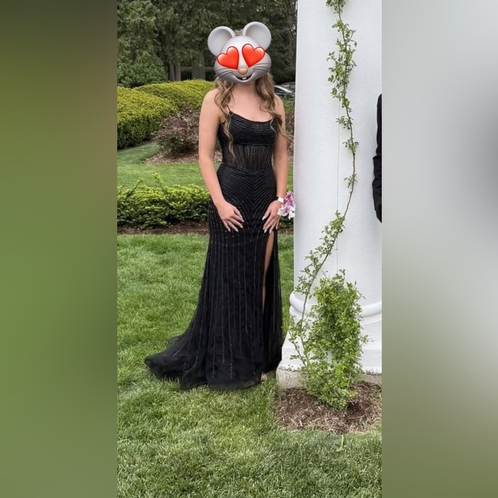 Elegant Black Strapless Prom Dress